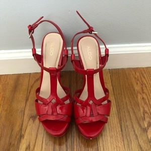Red Aldo Platform Pumps